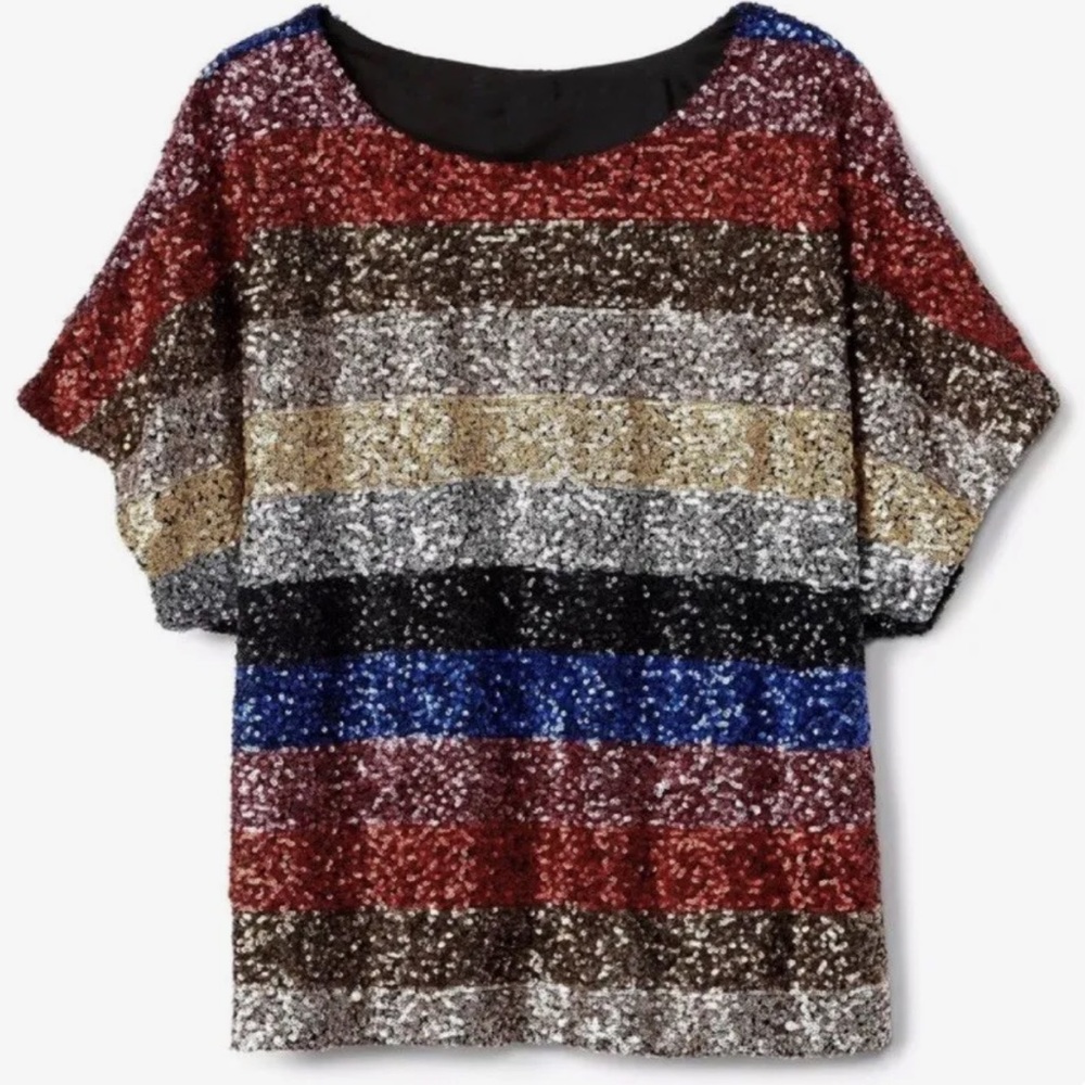 GAP NWOT❗️2017 Vintage Sequin Striped Dolman Sleeve Top - Picture 8 of 9